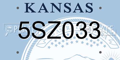 5SZ033 Kansas License Plate