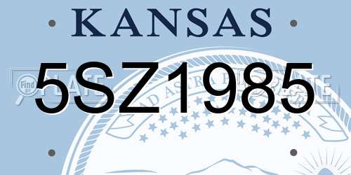 5SZ1985 Kansas License Plate