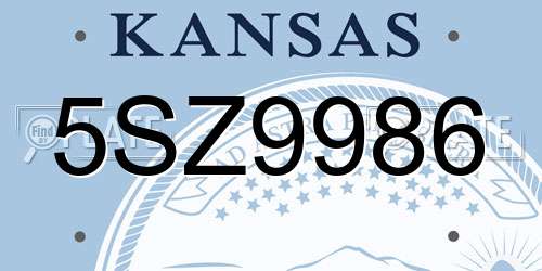 5SZ9986 Kansas License Plate