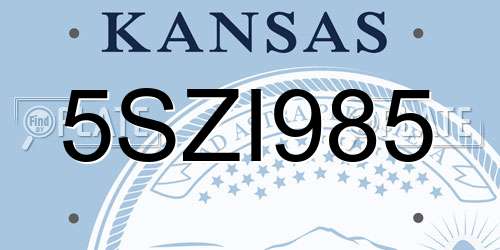 5SZI985 Kansas License Plate