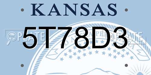 5T78D3 Kansas License Plate