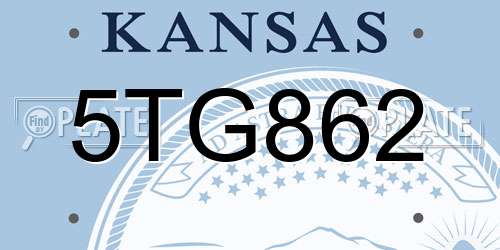 5TG862 Kansas License Plate