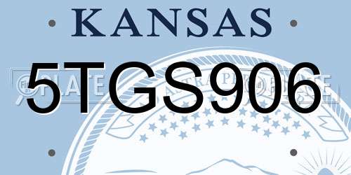 5TGS906 Kansas License Plate