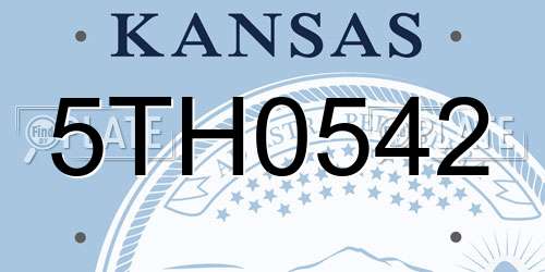 5TH0542 Kansas License Plate