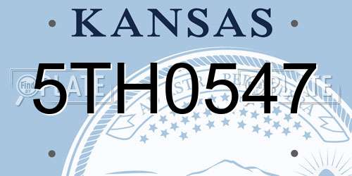 5TH0547 Kansas License Plate