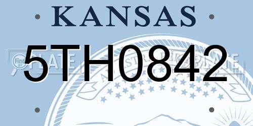 5TH0842 Kansas License Plate