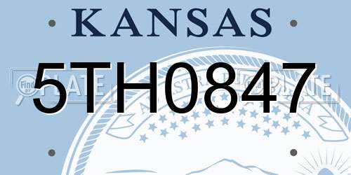 5TH0847 Kansas License Plate