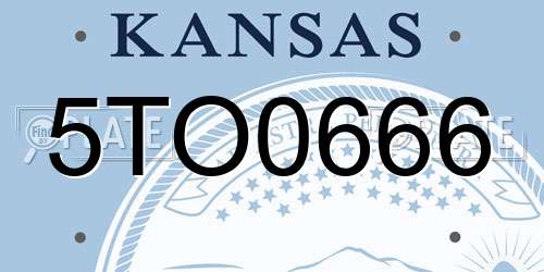 5TO0666 Kansas License Plate