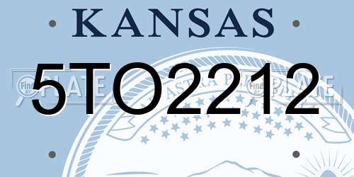 5TO2212 Kansas License Plate