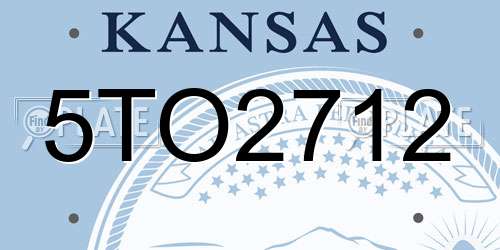 5TO2712 Kansas License Plate