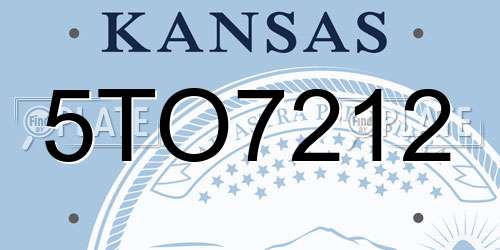 5TO7212 Kansas License Plate