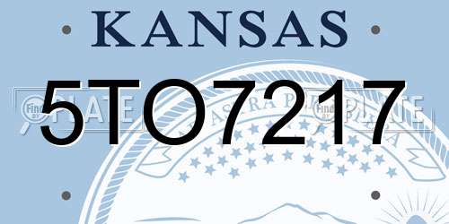 5TO7217 Kansas License Plate
