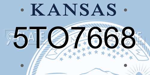 5TO7668 Kansas License Plate