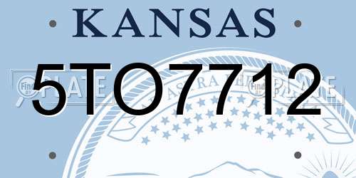 5TO7712 Kansas License Plate