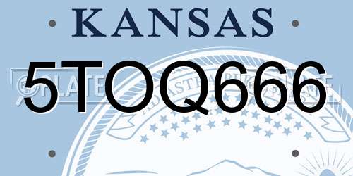 5TOQ666 Kansas License Plate