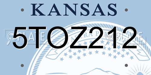 5TOZ212 Kansas License Plate