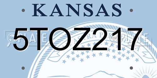 5TOZ217 Kansas License Plate