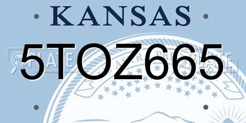 5TOZ665 Kansas License Plate