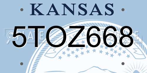 5TOZ668 Kansas License Plate