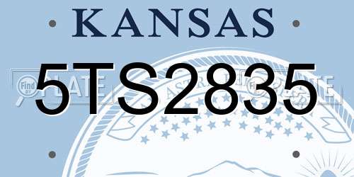 5TS2835 Kansas License Plate