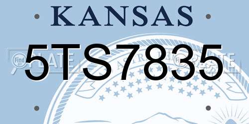 5TS7835 Kansas License Plate