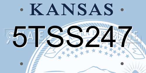 5TSS247 Kansas License Plate
