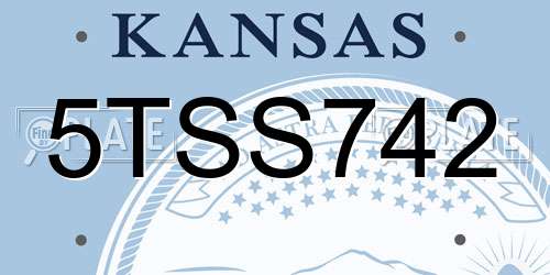 5TSS742 Kansas License Plate