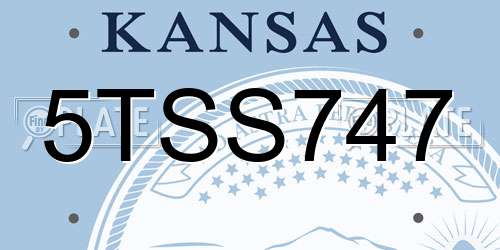5TSS747 Kansas License Plate