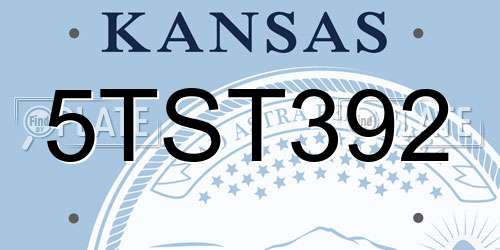 5TST392 Kansas License Plate