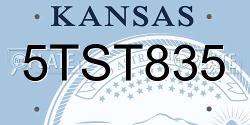 5TST835 Kansas License Plate