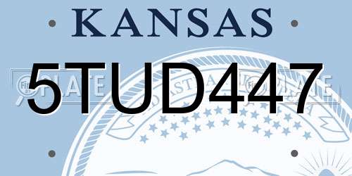5TUD447 Kansas License Plate