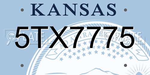 5TX7775 Kansas License Plate