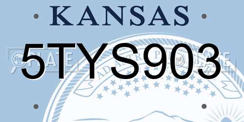 5TYS903 Kansas License Plate