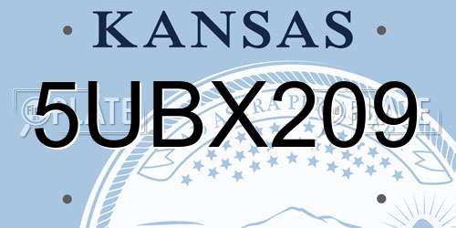 5UBX209 Kansas License Plate