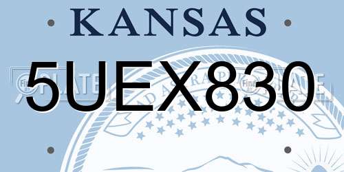5UEX830 Kansas License Plate