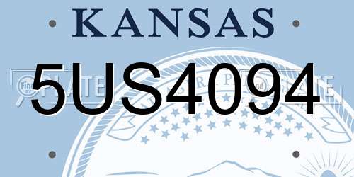 5US4094 Kansas License Plate