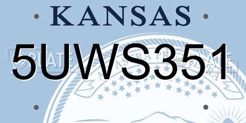 5UWS351 Kansas License Plate