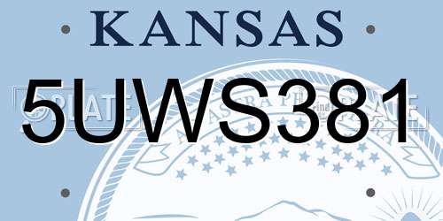 5UWS381 Kansas License Plate