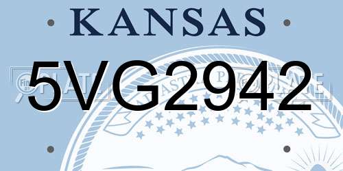 5VG2942 Kansas License Plate