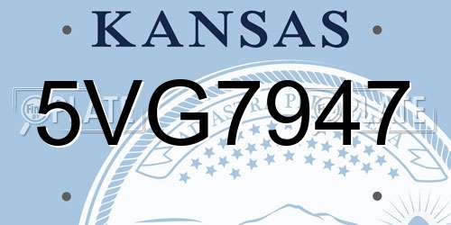 5VG7947 Kansas License Plate