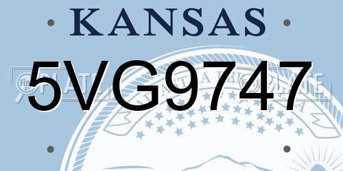 5VG9747 Kansas License Plate