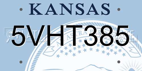 5VHT385 Kansas License Plate