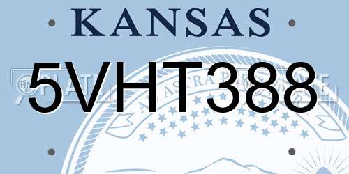 5VHT388 Kansas License Plate