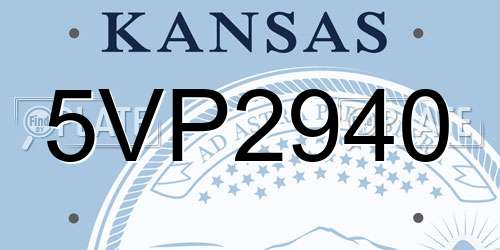 5VP2940 Kansas License Plate