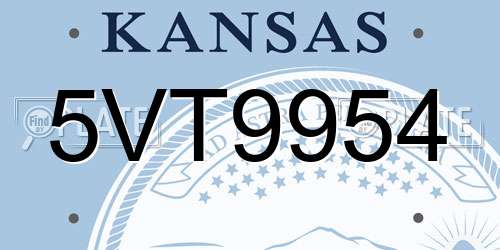 5VT9954 Kansas License Plate
