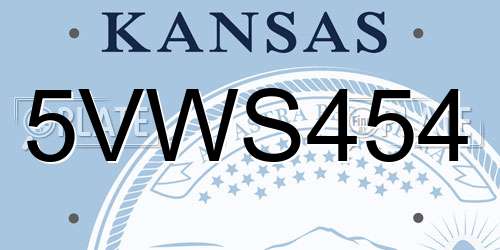 5VWS454 Kansas License Plate