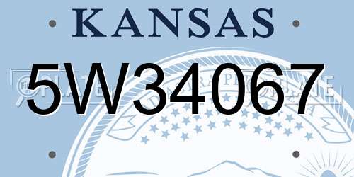 5W34067 Kansas License Plate
