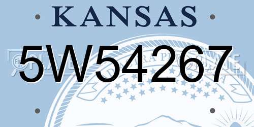 5W54267 Kansas License Plate