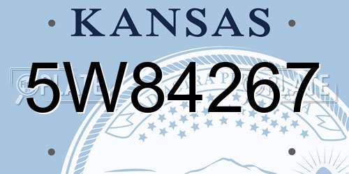 5W84267 Kansas License Plate