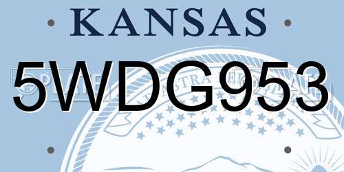 5WDG953 Kansas License Plate